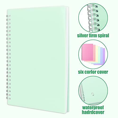 Unmoony A5 Dotted Spiral Notebook, 6 Pack 120 Pages, Dot Grid Journal With 120 Gsm Thick Dotted Bullet Paper, 6 Macaron Transparent Colors Hardcover, For Bullet Journaling 5.7"X 8.5" #TOP5