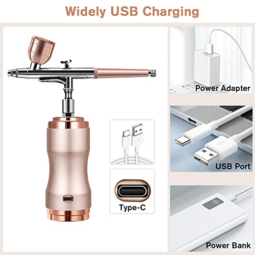Airbrush Kit With Compressor, Upgraded Dual-Action 30Psi Gravity Feed Mini Air Brush Pen, Portable Cordless Rechargeable Handheld Airbrush Set For Model Coloring,Nail Art,Cake Decorating,Makeup,Tattoo #TOP4