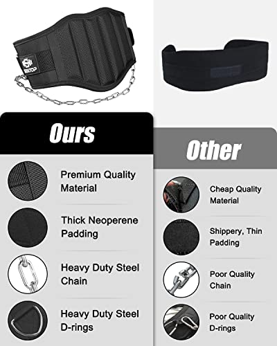 Seektop 2In1 Weight Lifting & Dip Belt - Gym Workout Weightlifting Belt With Chain, Neoprene Waist Dip Belt For Weight Lifting, Squat, Training, Fitness, Men & Women #TOP5