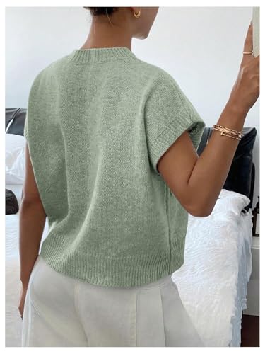 Image of SOLY HUX Women's Short Sleeve Sweater 3D Floral Sweaters Pullover Tank Tops Knit Vest Trendy Fashion Clothing