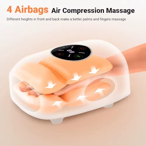 Image of Cordless Hand Massager with Heat & Air Compression for Arthritis, Carpal Tunnel & Finger Pain Relief - Rechargeable, Portable Electric Palm Massager with 3 Modes & Auto Shut-Off