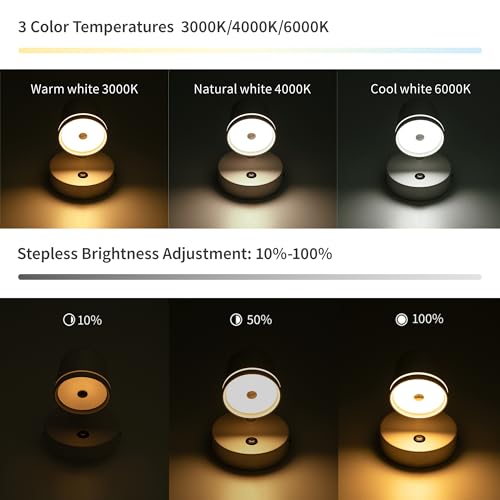 Image of Aisilan Wall Sconce, Hardwired Touch Dimmable Wall Light with 3 Color Temperatures, Adjustable 7W LED Wall Lamp CRI97, Modern White Aluminum Sconce for Bedroom Bedside Hallway