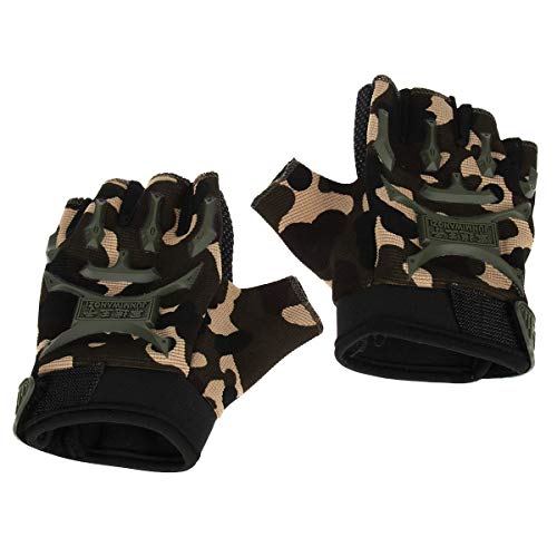 LIOOBO 1 par Camuflaje niños Deportes Medio Dedo Guantes Guantes de Ciclismo para Exteriores Cover