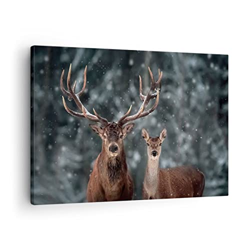 ARTTOR Lienzos decorativos Ciervo Reno Corzo Cuadro Sobre Lienzo Moderno 70x50cm Cuadros Decoracion Salon Dormitorio Cocina Cuadros Pared Imágenes Wall Art Prints Decor Canvas AA70x50-5060