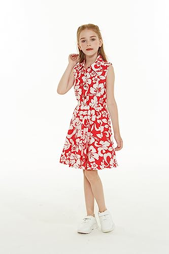 Girl Hawaiian Collar Shirt Dress in Classic Hibiscus4