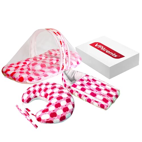 Image of VParents Baby Feeding Pillow Bedding Set with Mosquito net and Sleeping Bag Combo Cheeky Cheeky (Pink) 110503