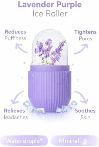 Image of Ice Roller for Face Skin Care with Flower Design | Reusable Facial Ice Massage Roller for Puffiness, Dark Circles & Glowing Skin | Cooling Beauty Tool for Face, Eyes & Neck | Portable Silicone Ice Mold Roller (PURPLE)