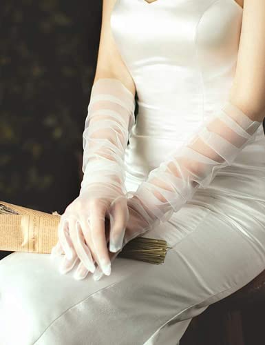 Hoseirty Guanti lunghi da donna in tulle per feste...
