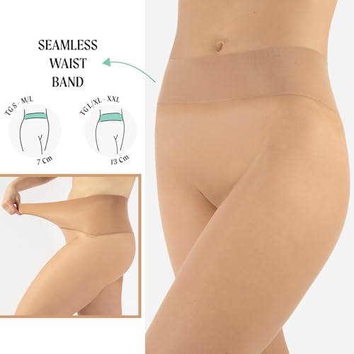 Image of CALZITALY Seamless Sheer Tights, Comfortable Waistband, 15 Denier Pantyhose Multi Colors Made in Italy