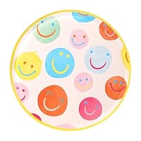 Talking Tables 10 x Happy Paper Plates, Smiley Face Decorations, Disposable Colourful 1st Birthday Tableware for Kids, Boys, Girls, Adults, Baby Shower, BBQ, Tea Party, Recyclable, 25 cm