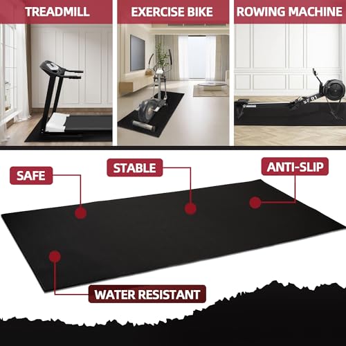 High Density Home Gym Treadmill Exercise Bike Equipment Mat, 1/4" Thick, Multiple Sizes