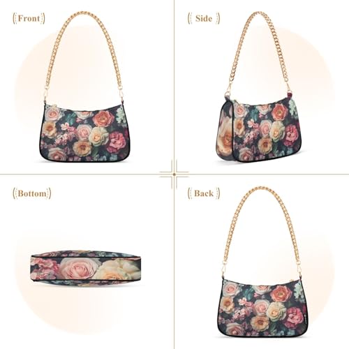 CEBUGI Crossbody Bags for Women Shoulder Purse Rose Flower Handbags Stylish Clutch Purse with Chain Strap2