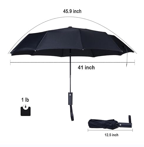 Npcqun Travel Essentials Umbrella Windproof Compact Collapsible Light, Automatic, Strong And Portable, Wind Resistant, Folding Small Umbrella For Rain Black #TOP6