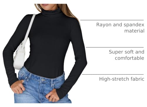 Image of Trendy Queen Womens Turtleneck Tops Winter Clothes | Long Sleeve Basic Shirts,Stretchy Fit,Tight Lightweight Fall Fashion 2026