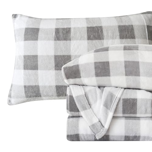Elegant Comfort Luxuriously Soft 4-Piece Velvet Plush Flannel Sheet Set - Premium Quality - Cozy...