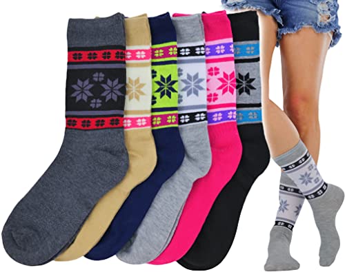 Image of ToBeInStyle Women's Pack of 6 or 12 Fashion Printed Crew Socks