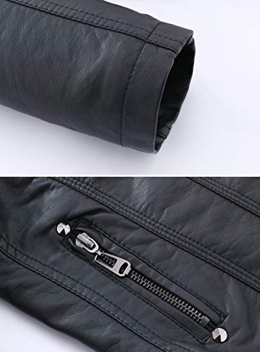 LOKTARC Boys Stand Collar Leather Jackets Kids Spring Faux Leather Motorcycle Coats4