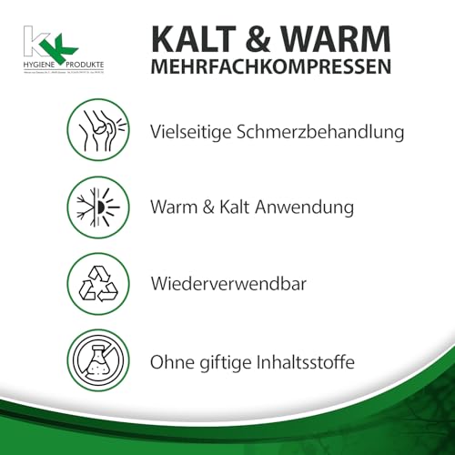KK Kalt-Warm Kompresse 12 × 29 cm – 5er-Pack Wiederverwendbare Therapie-Kompressen für Kälte- & Wärmeanwendungen bei Prellungen, Verstauchungen, Gelenk- & Zahnschmerzen, Rücken, Schulter