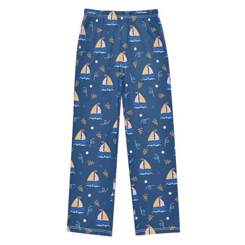 Boys' Pants Boat Cartoon Sea Long Bottoms Jogger Pants Elastic Waist Trousers with Pockets S-XL
