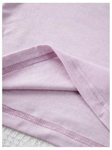 Image of RoseSeek Women's Cute Embroidered Tops Crew Neck Short Sleeve T Shirts Casual Going Out Tops Mauve Purple X-Large
