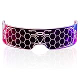 Epipgale Futuristic Honeycomb LED Glasses with Dual Control, Light Up Glasses for Women, Cool Neon...