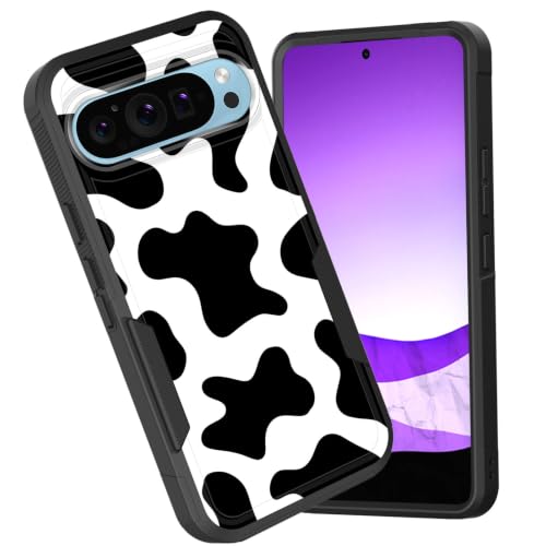 CICPLKSE for Pixel 11 Pro XL Case,Dual Layer Heavy Duty Hybrid Shockproof Hard PC Soft Silicone TPU Bumper Protective Cover Case for Google Pixel 11 Pro XL 6.8 inch 2026,Cow Print