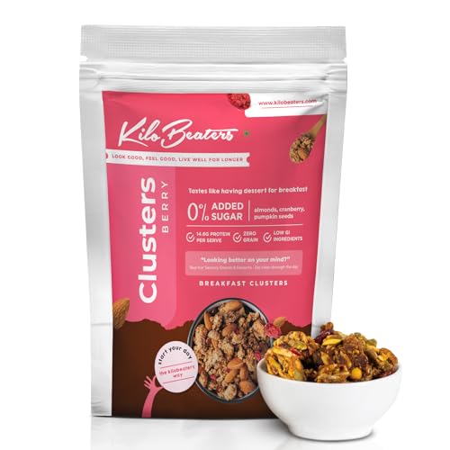 Image of KILOBEATERS High Protein Berry Breakfast Clusters for Fitness Enthusiasts And Weight Watchers, Zero Sugar & Zero Preservative - (1 Kg, Pack of 1)