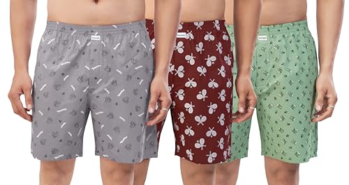 Image of Nermosa Men's Pure Cotton Printed Boxer Shorts - Soft, Breathable, All-Day Comfort (Pack of 3) | Boxers |