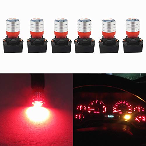 Image of WLJH T10 Led Bulb Pc194 Pc195 Pc168 Dash Lights Instrument Cluster Bulbs Lights Twist Locks Socket Base Dashboard Panel Gauge w5w 194 Led 12V Easy To Install (Red,Pack of 6) | 3030 SMD, 200lm, PC194 PC168 PC195, Plug and Play, Glove Box, Courtesy, Map, Dome, Dash Instrument Light,6-Pack