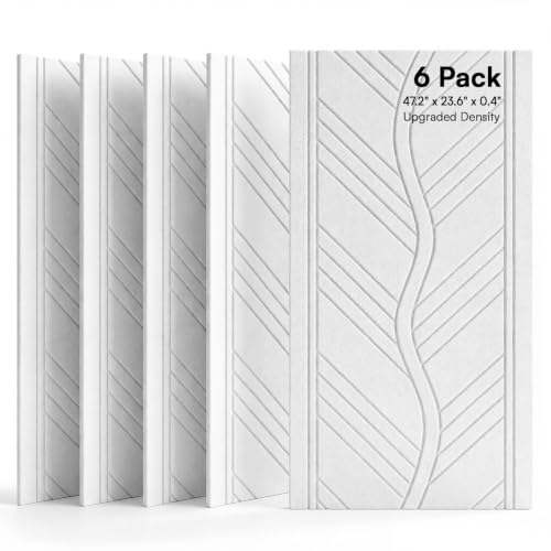 Image of SODOCT 6 Pack Large Acoustic Panels, 47.2 inch X 23.6 inch X 0.4 inch Sound Proof Panels for Walls, Wall Paneles Decorativos Para Pared for Home Studio & Office, White