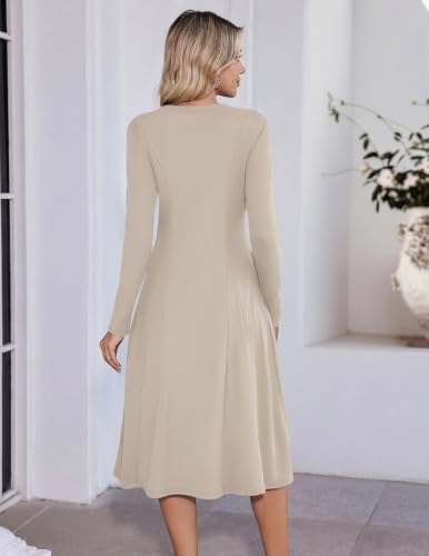 Zeagoo Beige A Line Sweater Dress for Women Rib Knit Dresses with Pockets - image 6