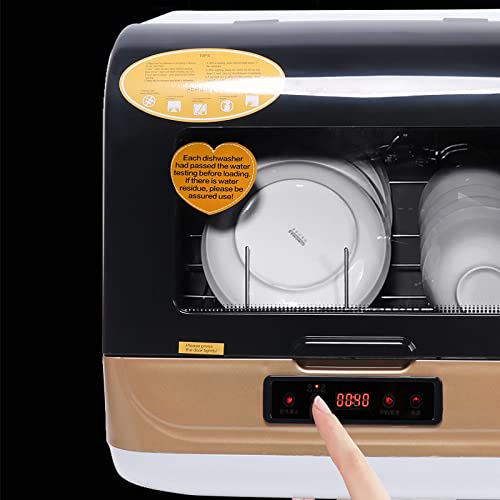 Portable Countertop Dishwasher - 3 Washing Programs Display Automatic Dishwashing With 9L Capacity 4 Programs Steam& Air(Grey) #TOP1