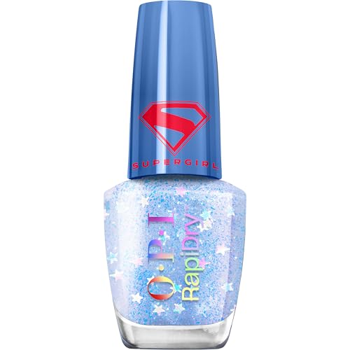 OPI RapiDry Cosmic Chic | Semi-Sheer Soft Cool Purple Blue Glitter Chip Resistant Nail Polish x Supergirl Collection