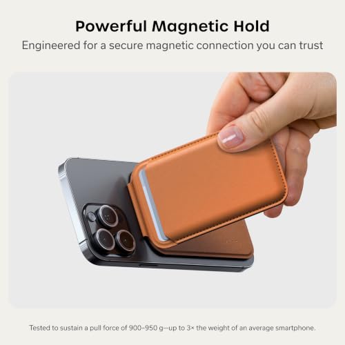 Image of Satechi Magnetic Magsafe Wallet and Double Flap Stand, iPhone Wallet with 4 Card Slots, Front Flap NFC Pass Through for iPhone 15, iPhone 14, iPhone 13, iPhone 12 - Vegan Leather, Orange