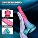 9.7'' Horse Dildo Long Monster Dildos with Suction Cup, Pink Silicone Dragon Dildo with Big Balls Fantasy Anal Dildo Sex Toys for Couples Strap On