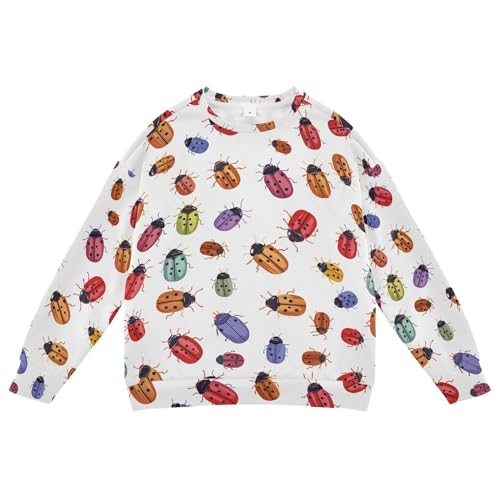 JUNZAN Colorful Cute Ladybugs Beetle Little Kids Sweatshirts Hoodies Long Sleeve Boys Sweat Shirt Sports 4T