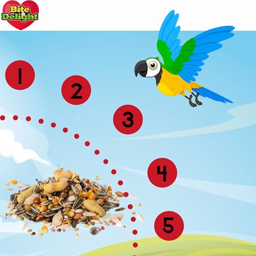 Bite & Delight 3kg Papageienfutter Großsittichfutter Futter for Grosse Papageien für Aras Amazonen Graupapageien Kakadus Vitaminreich Vogelfutter