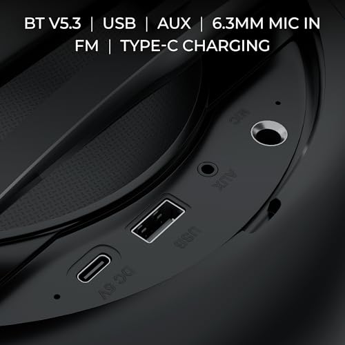 Image of Zebronics Portable Bluetooth Speaker, 90W, Upto 6 Hours Playback, Dual Full-Range Drivers, Karaoke, TWS, BT v5.3, USB, AUX, RGB, Deep Bass, Wireless Mic with Display, Type-C Charge (Party Fyre 100)