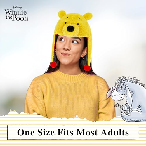 Image of Disney Winnie The Pooh Beanie Hat, Winter Knit Cap with 3D Ears, Yellow