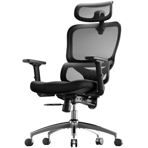 SIHOO M56C Ergonomic Office Chair, High Back Desk Chair, Lumbar Support, Swivel Computer Task Chair with Adjustable Headrest, Tilt Function,Black Black Basic