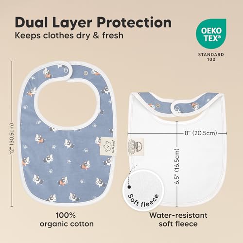 Image of 8-Pack Organic Baby Bibs for Boys, Girls - Soft Cotton Drooling and Teething Bibs for Baby Girl & Boy, Extra Absorbent, Easy to Clean & Put On for Toddler, Newborn, Infant 0-24 Months (Pets & Paws)