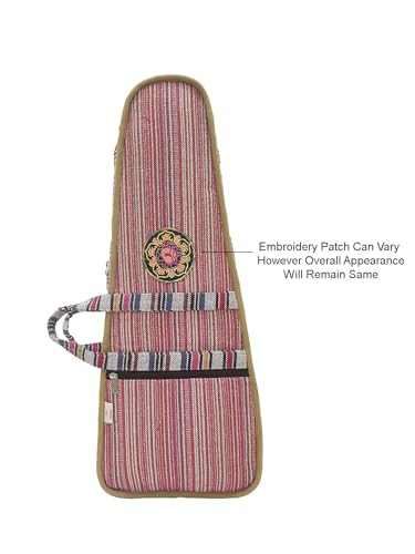 Image of The House of tara Modern Ukulele Bag | Ethnic Handloom Fabric Bag for Concerts | Multicolor | with External Zipper Pocket | Waterproof Padded Case | for Men and Women | Multicolor6