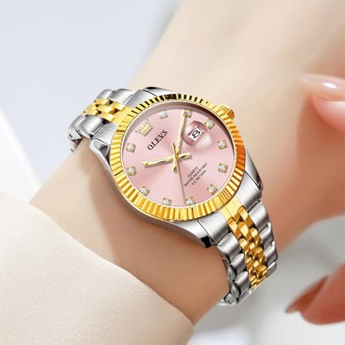 Image of OLEVS Watches for Women Luxury Elegant Stainless Steel Waterproof Luminous Diamond Women's Fashion Watch Ladies Watches for Small Wrists