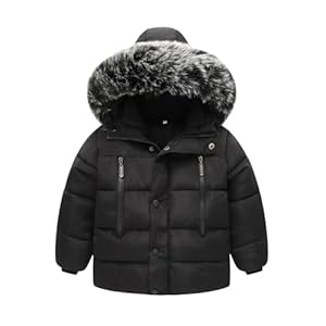 Toddler Coat Thicken Fur Collar Hoodie Down Toddler Jacket Warm Toddler Winter Puffer Jacket