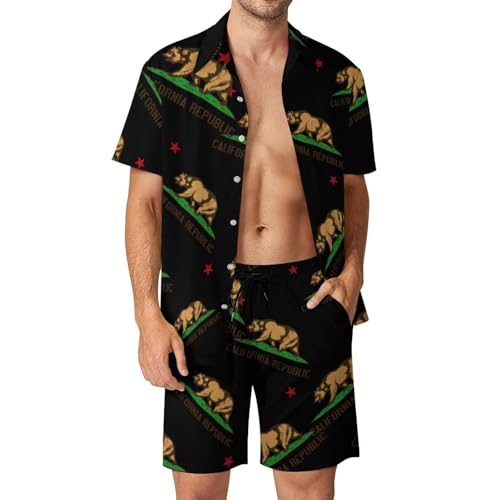 Camisa con botones y pantalones cortos de playa para hombre California
