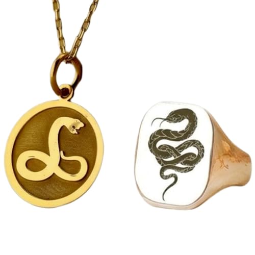 Image of WORLD WIDE GEMS 925 Sterling Silver Cobra Snake Pendant Necklace & Signet Ring |WW_PCOM_0421