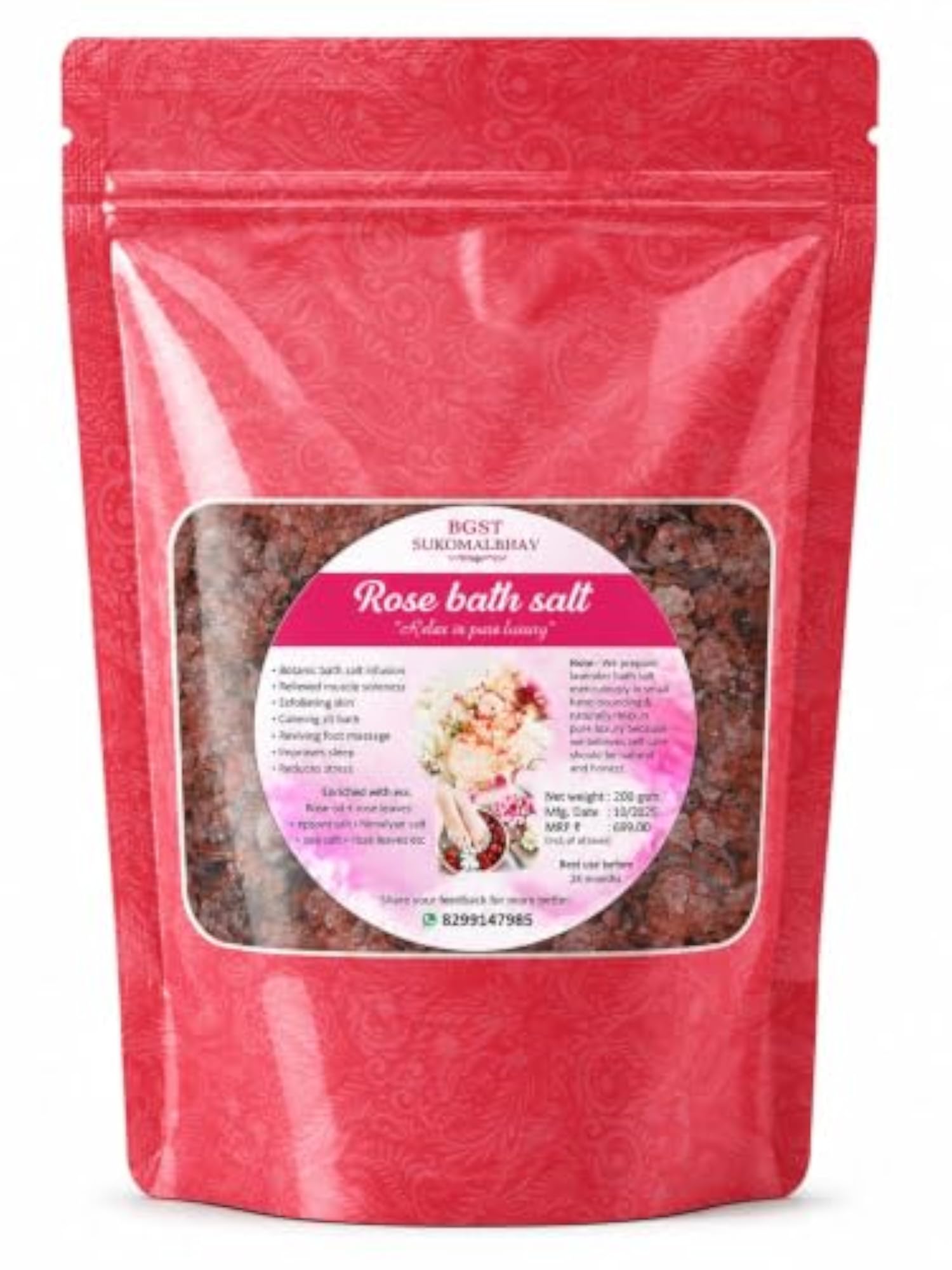 Bath Salt for Relaxing Spa Bath, Natural Floral Soak