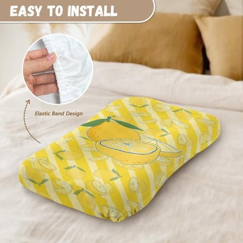 Image of ZOUTAIRONG Lemon Bassinet Sheetsack Bassinet Sheets Yellow Neutral Unisex Fitted Baby Bassinet Sheets Set for Standard Bassinets for Baby Boys or Girls
