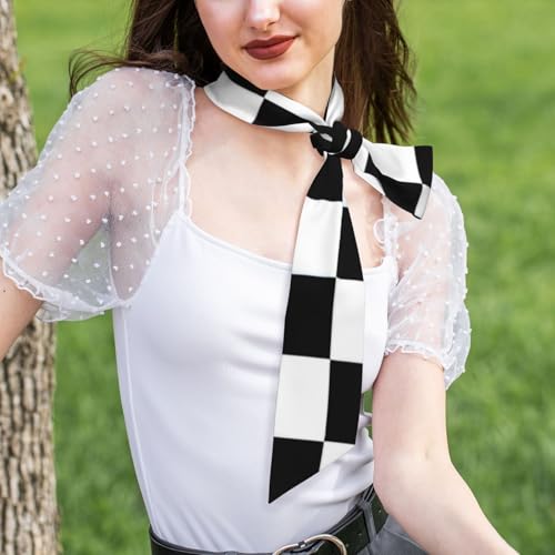 Black and White checkered stripes Print Head Scarf for Women - Smooth, Breathable & Lightweight - Hair Wrap, Scarf4