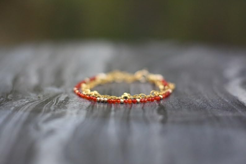 Bracelet perles cornaline minimaliste argent stacking quotidien